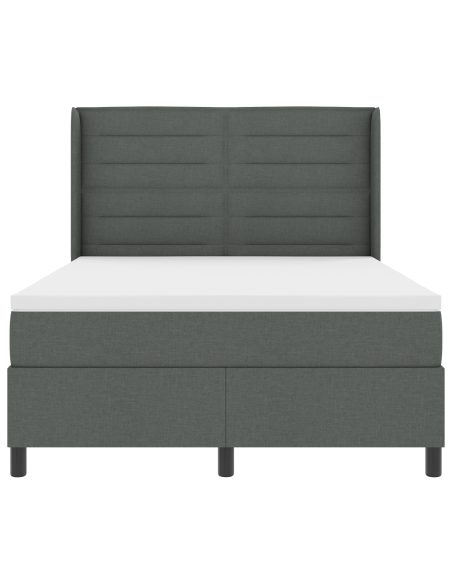 Letto Box Spring con Materasso e LED Grigio Scuro 140x190 cm Tessuto