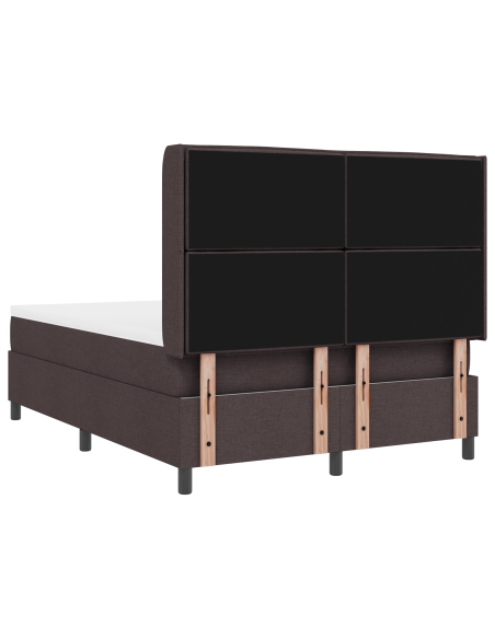 Letto Box Spring con Materasso e LED Marrone Scuro 140x190 cm in Tessuto