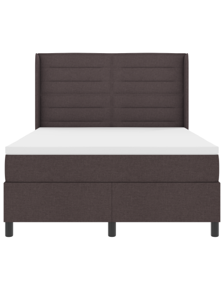 Letto Box Spring con Materasso e LED Marrone Scuro 140x190 cm in Tessuto
