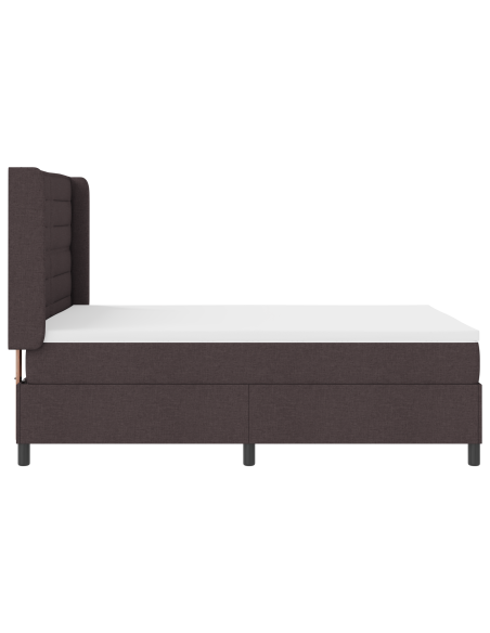 Letto Box Spring con Materasso e LED Marrone Scuro 140x190 cm in Tessuto