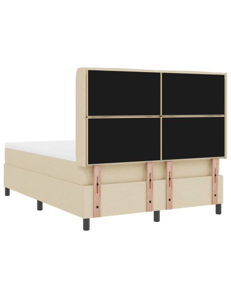 Letto Box Spring con Materasso e LED Crema 140x190 cm Tessuto