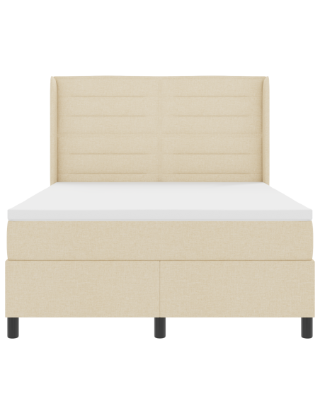 Letto Box Spring con Materasso e LED Crema 140x190 cm Tessuto