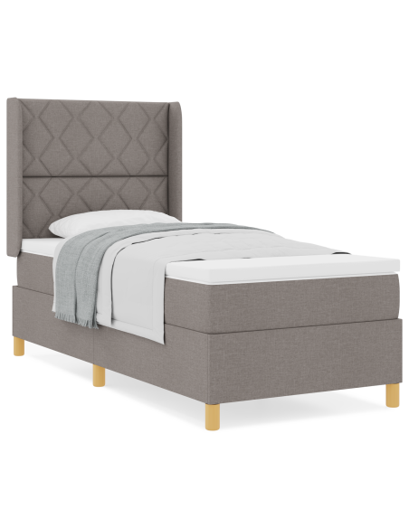 Letto Box Spring  con Materasso Tortora 90x200 cm Tessuto