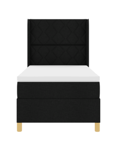 Letto a molle con materasso Nero 100 x 200 cm Tessuto 2