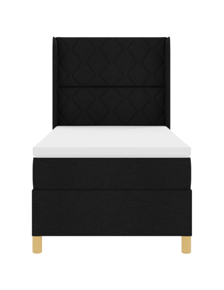 Letto a molle con materasso Nero 100 x 200 cm Tessuto