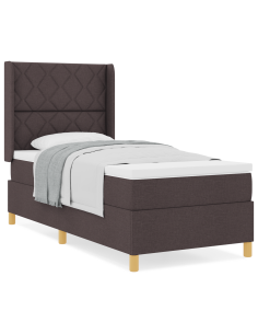 Letto a molle con materasso Marrone Scuro 100 x 200 cm Tessuto 2