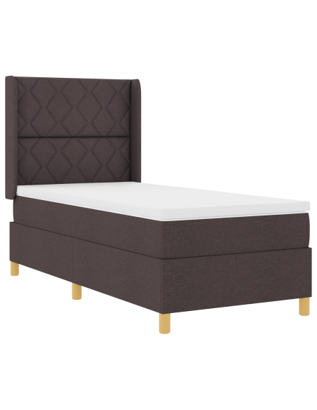 Letto a Rete con Materasso Marrone Scuro 100x200 cm Tessuto