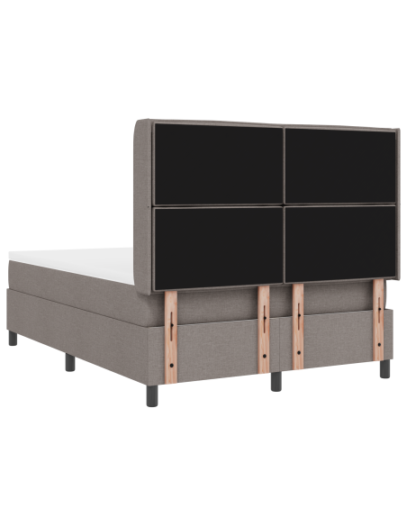 Letto Box Spring con Materasso e LED Tortora 160x200 cm Tessuto