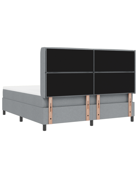 Letto Box Spring  con Materasso e Luce LED Grigio Chiaro 180x200 cm in Tessuto
