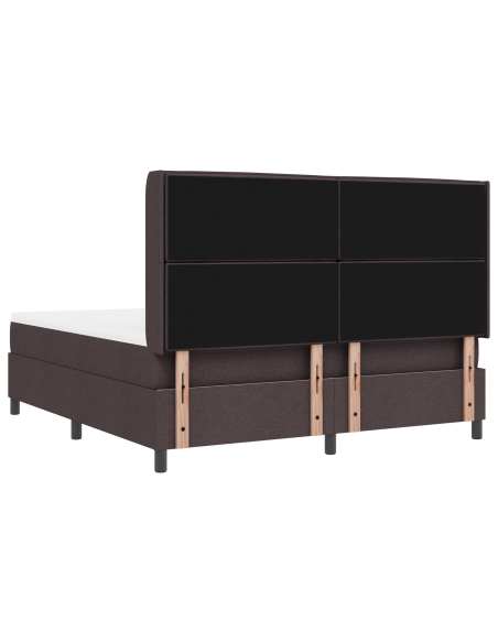 Letto con Rete a Molle e Materasso & LED Marrone Scuro 180x200 cm Tessuto