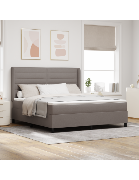 Letto a Molle con Materasso e LED Tortora 180x200 cm Tessuto