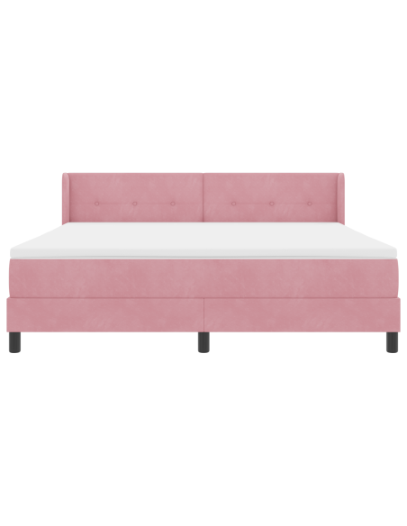 Letto a Molle con Materasso Rosa 180x200 cm Velluto