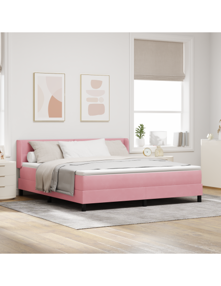 Letto a Molle con Materasso Rosa 180x200 cm Velluto