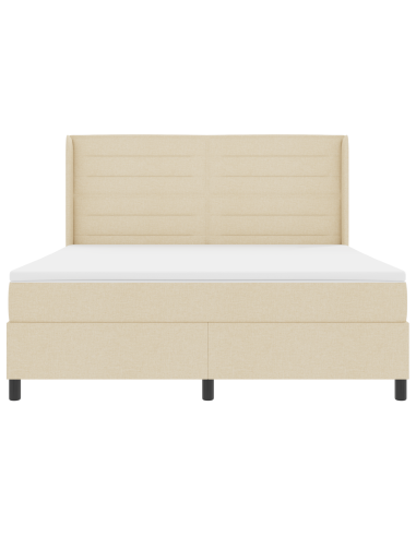 Letto a Sorgente LED con materasso Crema 180 x 200 cm Tessuto