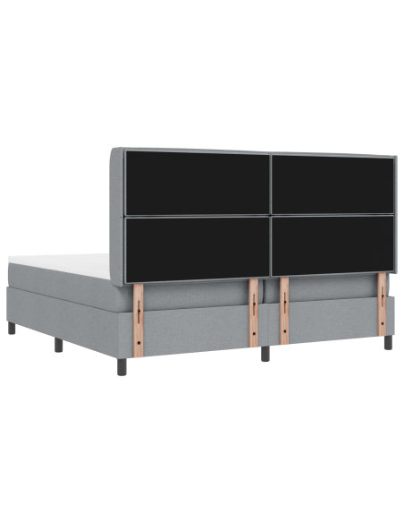 Letto alla francese con Materasso e Luce LED Grigio Chiaro 200x200 cm Tessuto