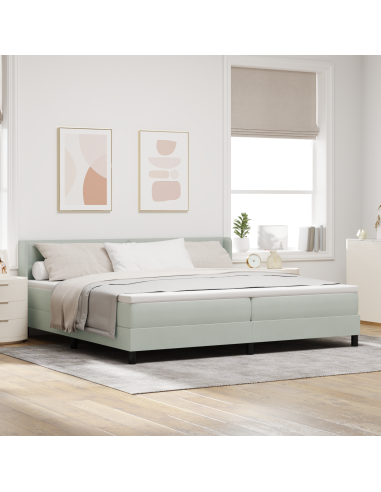 Letto a molle Grigio chiaro 200 x 200 cm Poliestere