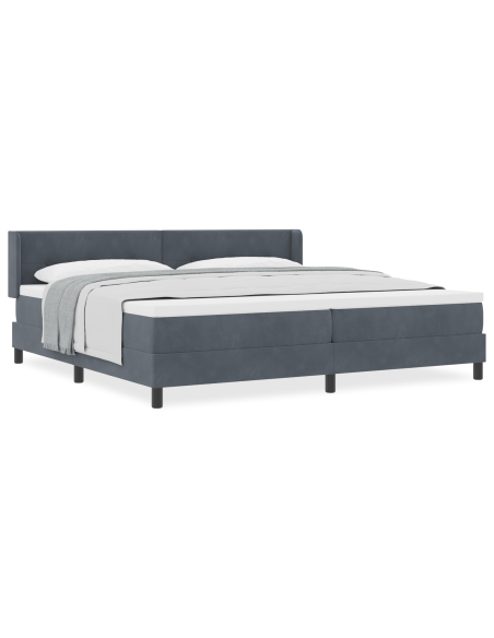 Letto a Box Spring con Materasso Grigio Scuro 200x200 cm Velluto