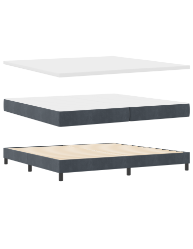 Letto a molle con testiera Grigio scuro 200 x 200 cm Poliestere