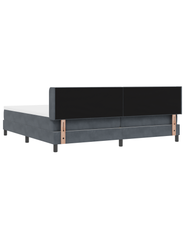 Letto a molle con testiera Grigio scuro 200 x 200 cm Poliestere