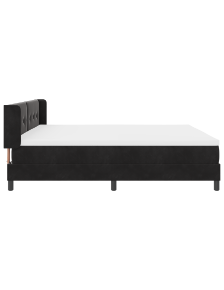 Letto Box Spring  con Materasso Nero 200x200 cm Velluto
