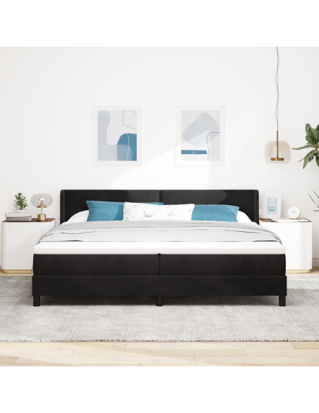 Letto Box Spring  con Materasso Nero 200x200 cm Velluto