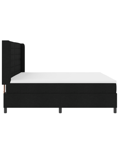 Letto a Sorgente LED con materasso Nero 200 x 200 cm Tessuto