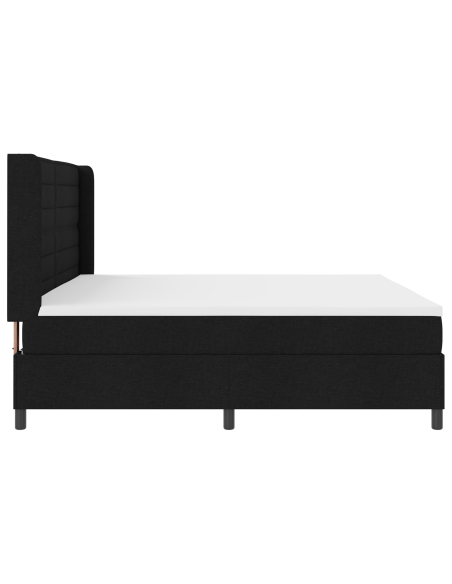 Letto a Sorgente LED con materasso Nero 200 x 200 cm Tessuto