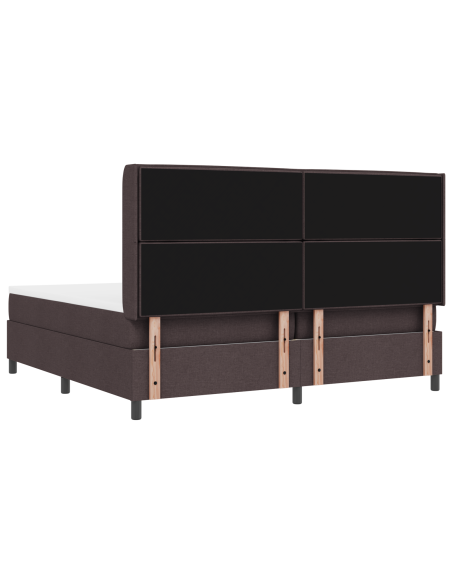 Letto Box Spring con Materasso e LED Marrone Scuro 200x200 cm Tessuto