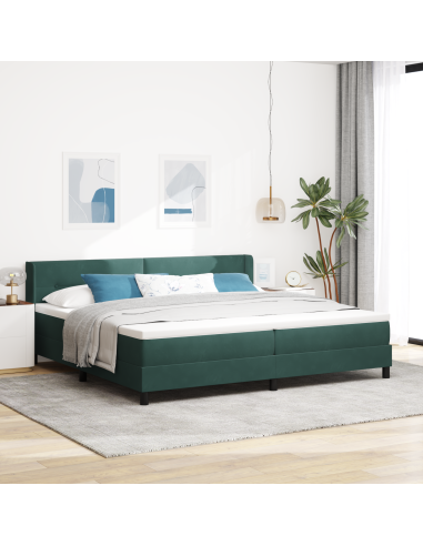 Letto a molle con materasso Verde Scuro 200 x 200 cm Poliestere
