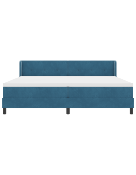 Letto Box Spring  con Materasso Blu Scuro 200x200 cm Velluto