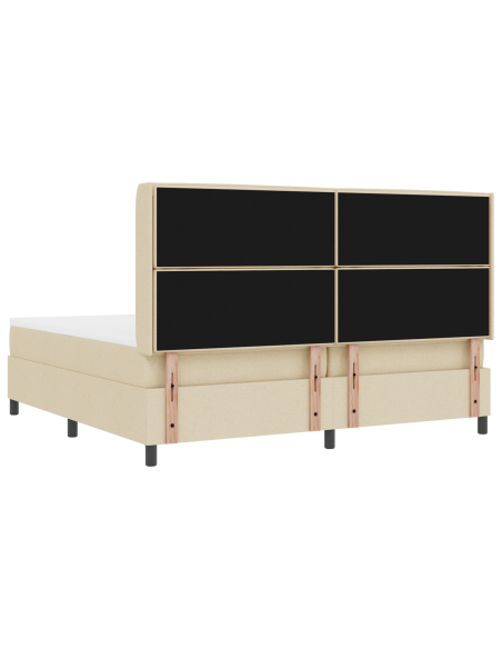 Letto a Sorgente LED con materasso Crema 200 x 200 cm Tessuto