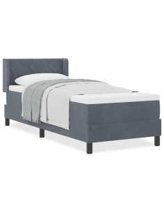 Letto a molle con materasso Grigio scuro 200 x 80 cm Poliestere 2