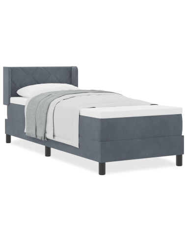 Letto a molle con materasso Grigio scuro 200 x 80 cm Poliestere
