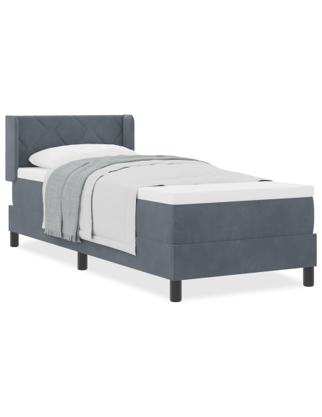 Letto Box Spring con Materasso Grigio Scuro 80x200 cm in Velluto