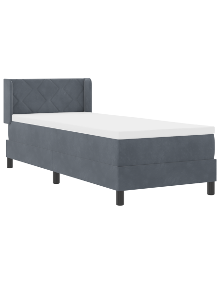 Letto Box Spring con Materasso Grigio Scuro 80x200 cm in Velluto