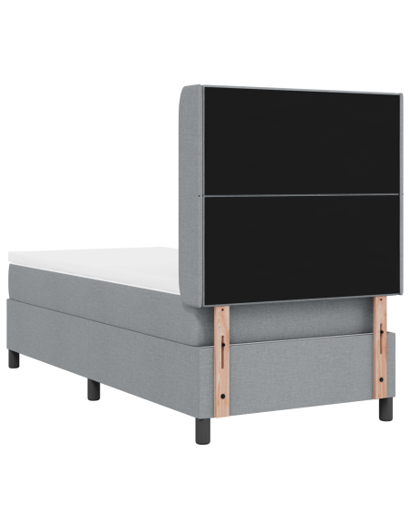 Letto con Box Spring e Materasso & Luce LED Grigio Chiaro 80x200 cm Tessuto
