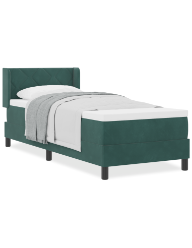 Letto a molle con materasso Verde Scuro 200 x 80 cm Poliestere