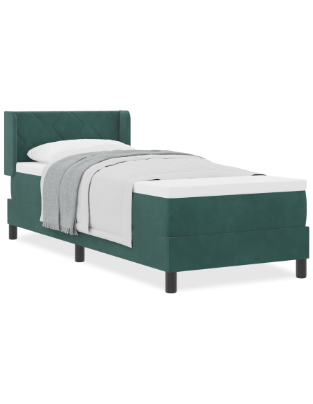 letto box spring  con materasso verde scuro 80x200 cm in velluto