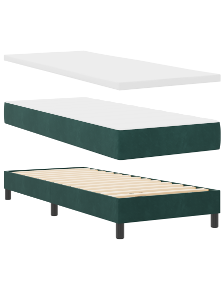 letto box spring  con materasso verde scuro 80x200 cm in velluto