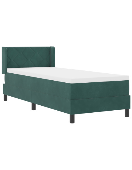letto box spring  con materasso verde scuro 80x200 cm in velluto