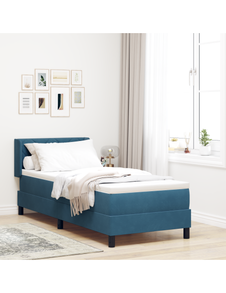 Lettino con Materasso Blu Scuro 80x200 cm in Velluto