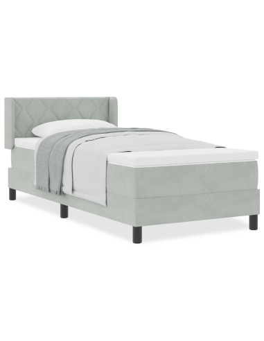 Letto a molle con testiera Grigio chiaro 190 x 90 cm Poliestere