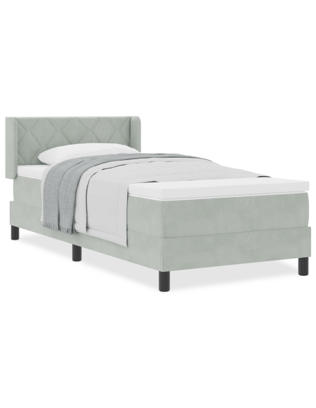 letto a molle  con materasso grigio chiaro 90x190 cm in velluto