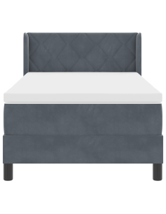 Letto a molle con materasso Grigio scuro 190 x 90 cm Poliestere