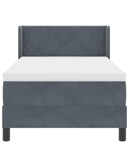 Letto a doghe con materasso Grigio Scuro 90x190 cm Velluto