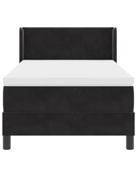 Letto Box Spring con Materasso Nero 90x190 cm in Velluto
