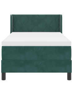Letto a molle con materasso Verde Scuro 190 x 90 cm Poliestere