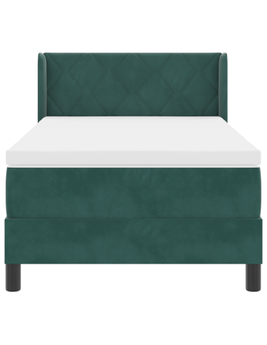 Letto a molle con materasso Verde Scuro 190 x 90 cm Poliestere