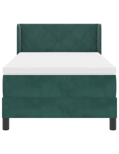 Letto a molle con materasso Verde Scuro 190 x 90 cm Poliestere