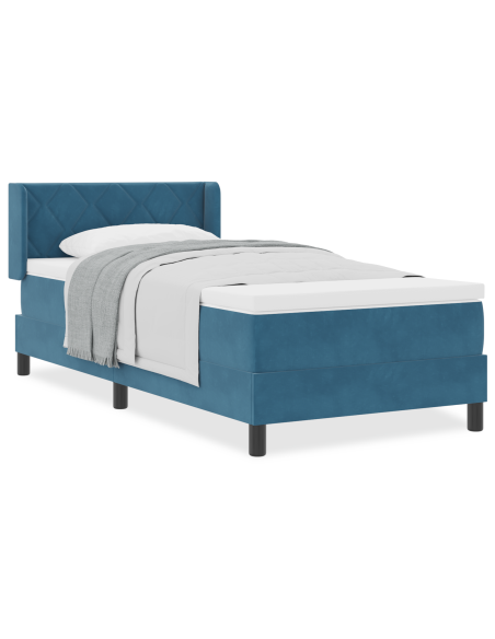 Letto a molle con materasso Blu Scuro 190 x 90 cm Poliestere
